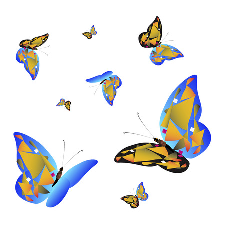 color beautiful butterflies, isolated on a whiteのイラスト素材