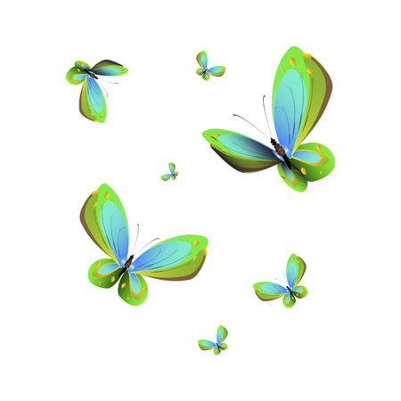 beautiful butterflies, blue,isolated on a whiteのイラスト素材