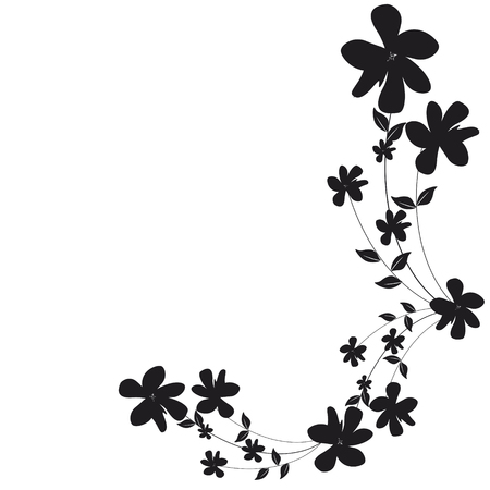 beautiful black flowers, isolated on a whiteのイラスト素材