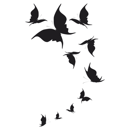 silhouette,beautiful butterflies, isolated on a whiteのイラスト素材