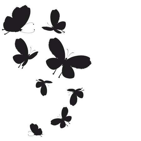 silhouette,beautiful butterflies, isolated on a whiteのイラスト素材