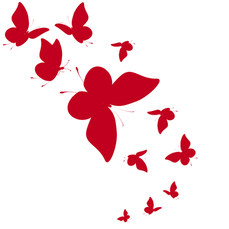 beautiful red butterflies, isolated on a whiteのイラスト素材