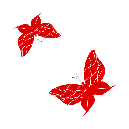 beautiful red butterflies, isolated on a whiteのイラスト素材