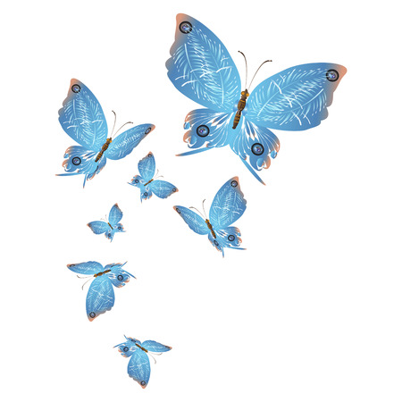 beautiful butterflies, blue,isolated on a whiteのイラスト素材