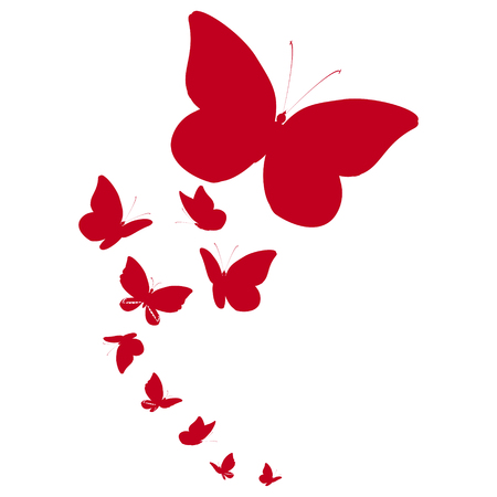 beautiful red butterflies, isolated on a whiteのイラスト素材