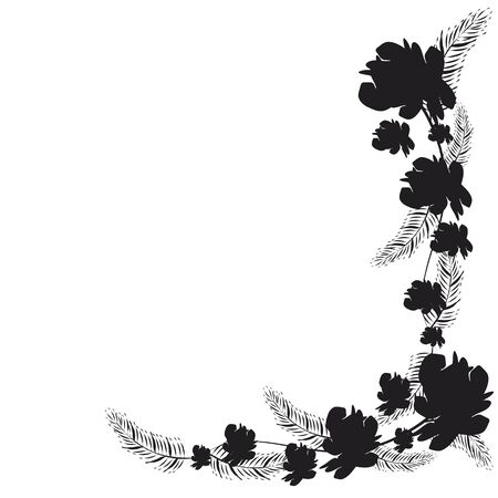 beautiful black flowers, isolated on a whiteのイラスト素材