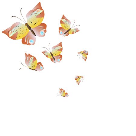 beautiful yellow butterflies, isolated on a whiteのイラスト素材