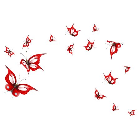 beautiful red butterflies, isolated on a whiteのイラスト素材