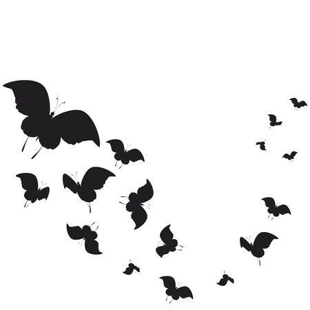 silhouette,beautiful butterflies, isolated on a whiteのイラスト素材