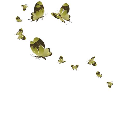 beautiful green butterflies, isolated on a whiteのイラスト素材