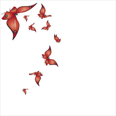 beautiful red butterflies, isolated on a whiteのイラスト素材