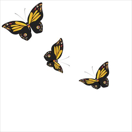 silhouette,beautiful butterflies, isolated on a whiteのイラスト素材