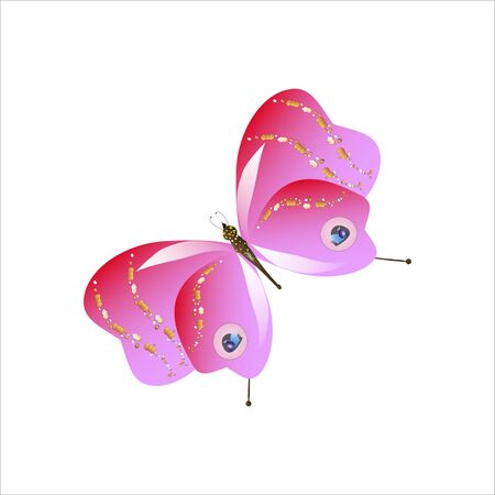 beautiful pink butterflies,isolated on a white のイラスト素材