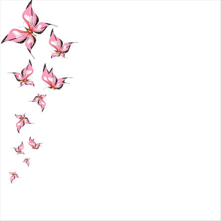 beautiful pink butterflies, isolated on a whiteのイラスト素材
