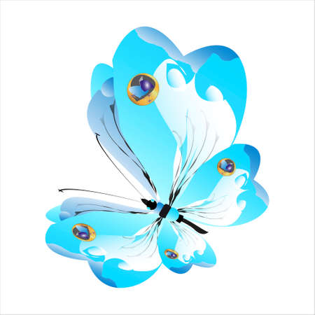 beautiful butterflies, blue, isolated on a whiteのイラスト素材