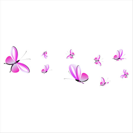 beautiful pink butterflies, isolated on a whiteのイラスト素材