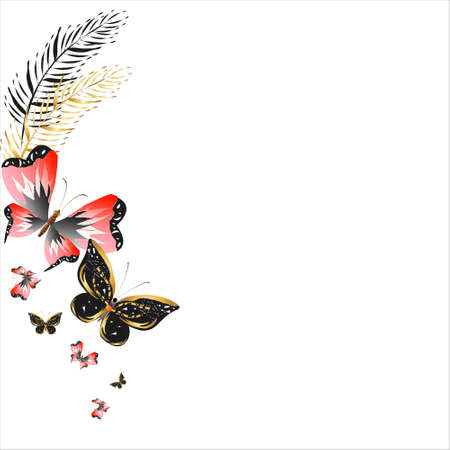 color beautiful butterflies, isolated on a whiteのイラスト素材