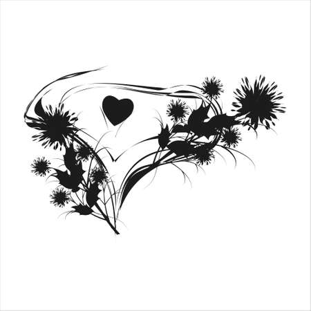 beautiful black flowers, isolated on a whiteのイラスト素材
