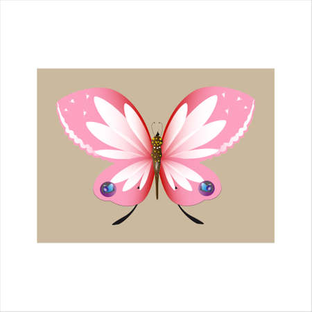 beautiful pink butterflies, isolated on a whiteのイラスト素材