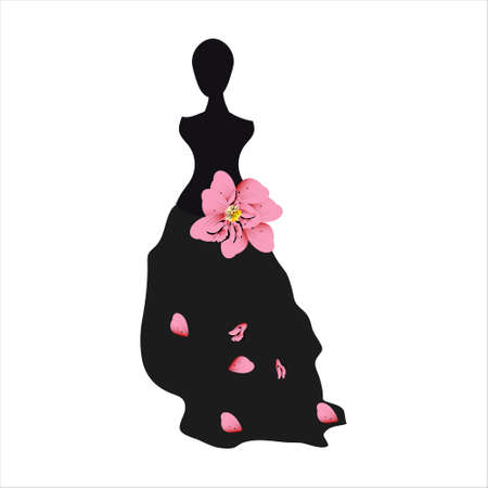wedding dress design, isolated on a whiteのイラスト素材