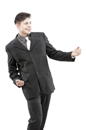 Businessman is happy to receive the good news の写真素材