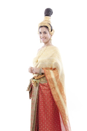 Thai woman is posing with her thai costume の写真素材