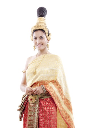 Close-up of thai woman is posing with her thai costume の写真素材