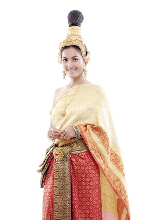 Thai woman is posing with her thai costume の写真素材