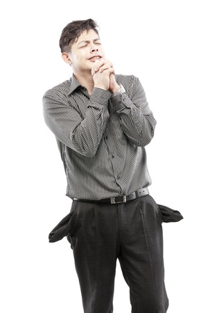 Businessman is having crisis problemの写真素材