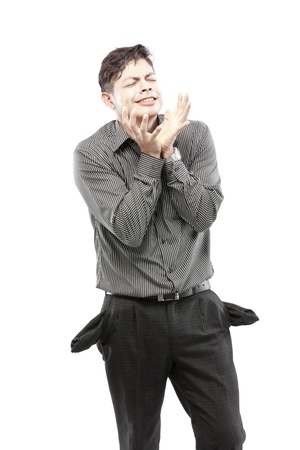 Businessman is having crisis problemの写真素材