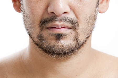 Man with short beard closeupの写真素材