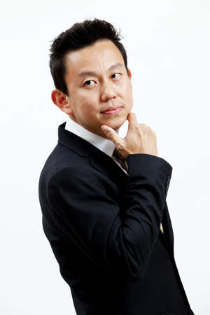 Businessman is showing hands gestureの写真素材