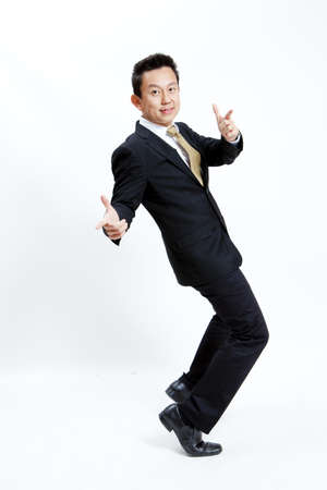 Businessman is showing hands gestureの写真素材