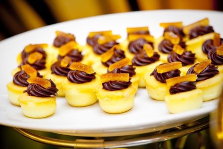 Chocolate pastry for wedding reception の写真素材
