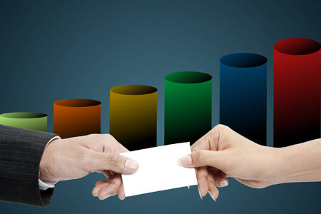 Business people exchanging business card の写真素材