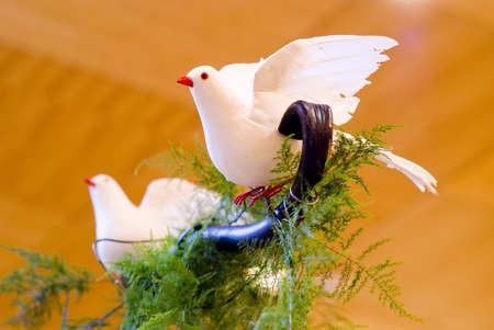 Faux dove ornamentsの写真素材