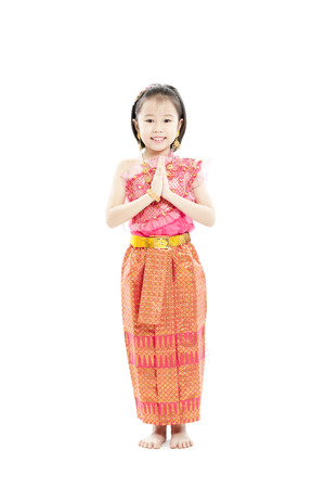 Girl dressed up in traditional Thai clothingsの写真素材