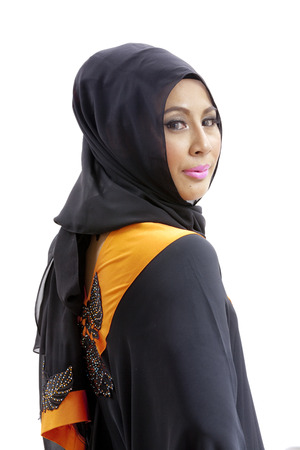 Woman wearing a hijab and dressed in malay attireの写真素材