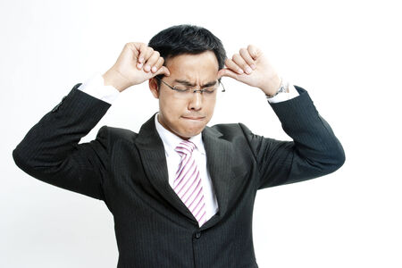 Businessman with frustrated poseの写真素材