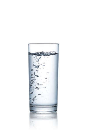 Water glass isolated on white background with clipping path includedの写真素材