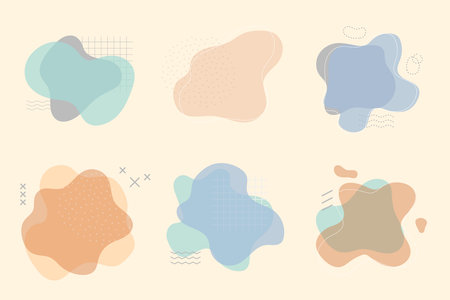 Set of abstract liquid shapes in pastel colors. Vector illustration.のイラスト素材