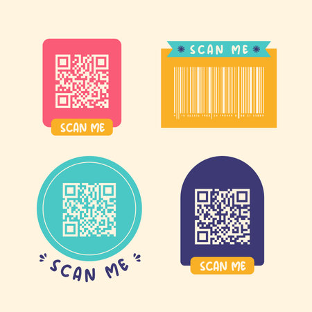 Qr code and barcode icon set. Flat design. Vector illustrationのイラスト素材