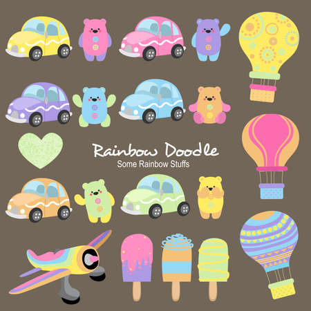 Colorful illustration of so many cute thingsのイラスト素材