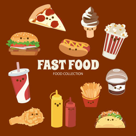 Colorful illustration of so many cute thingsのイラスト素材