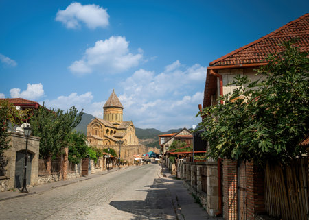 Street in old town of Mskheta Georgiaの写真素材