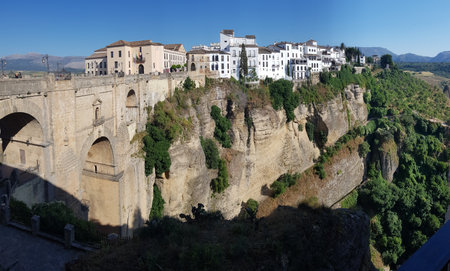 Ronda, Andalusia, Spain. Panoramic view of the town.の写真素材