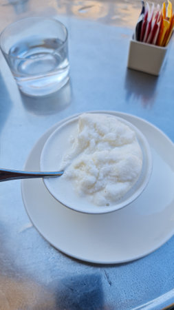 Traditional Sicilian dessert - almond white granitaの写真素材