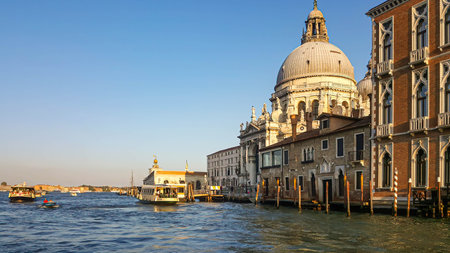 Grand Canal and Basilica Santa Maria della Salute in Venice, Italyの写真素材