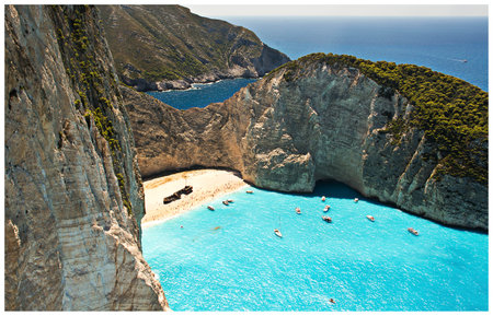 Navagio beach on Zakynthos island, Greece.の写真素材