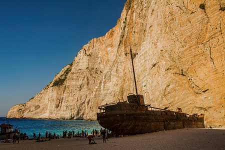 Famous Shipwreck on Zakynthos island, Greece.の写真素材